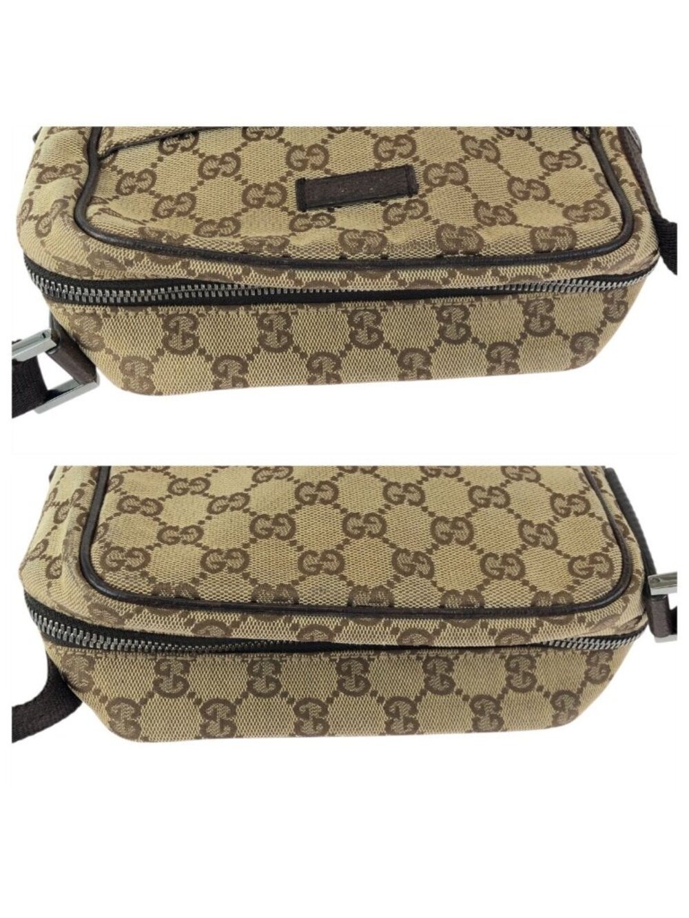 Gucci Beige Brown GG Canvas Leather Shoulder Bag - Picture 6 of 9